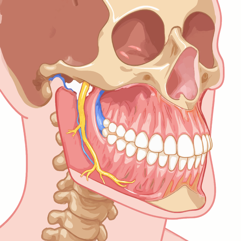 Изображение человеческого черепа с ветвлением нерва